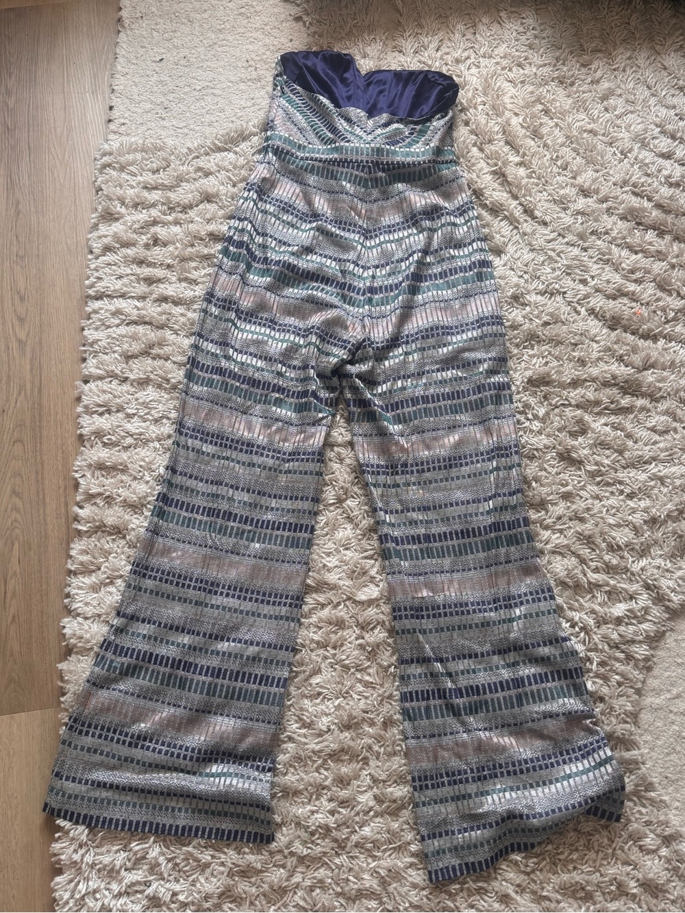 Ramy Brook Striped Halter Jumpsuit in Blue, Gray and Teal - Picture 4 of 8